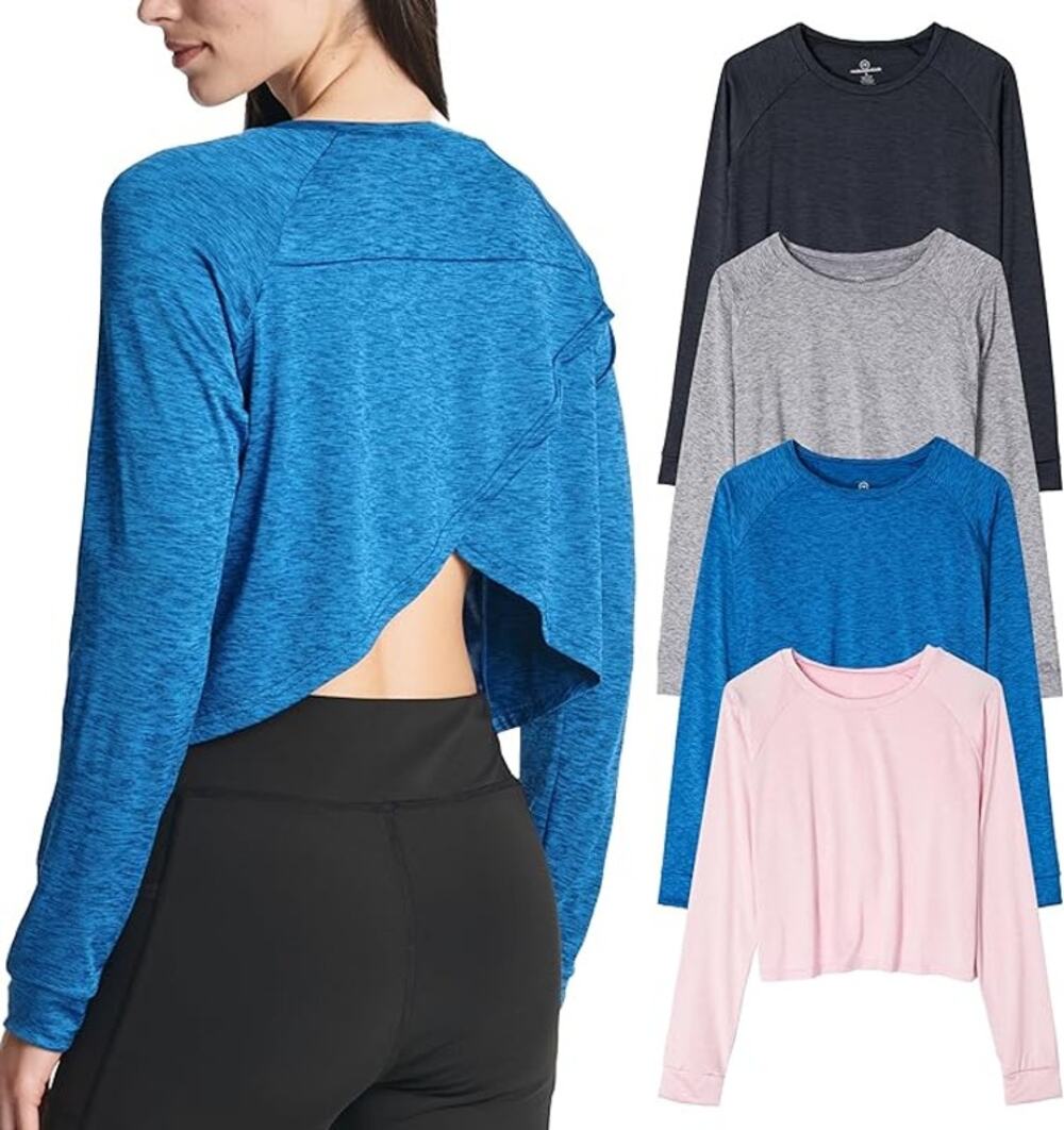 Real Essentials 4 Pack: Women's Dry-Fit Long Sleeve